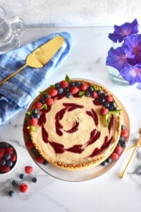 Overhead Raspberry Mascarpone Cheesecake Edited