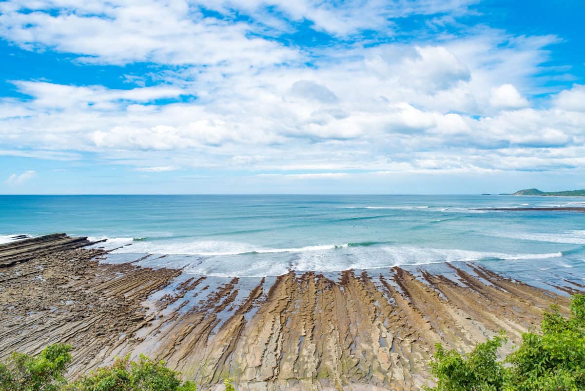 a photograph of a beach and blue sky