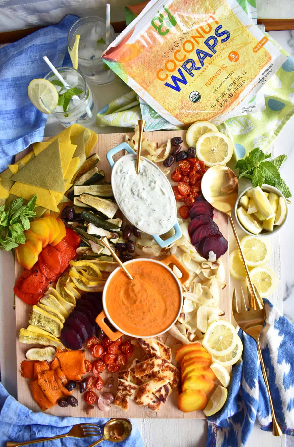 an array of Greek feast produce