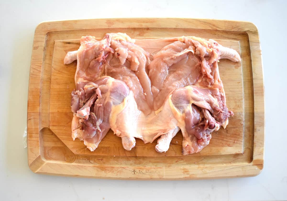 raw chicken spatchcoked