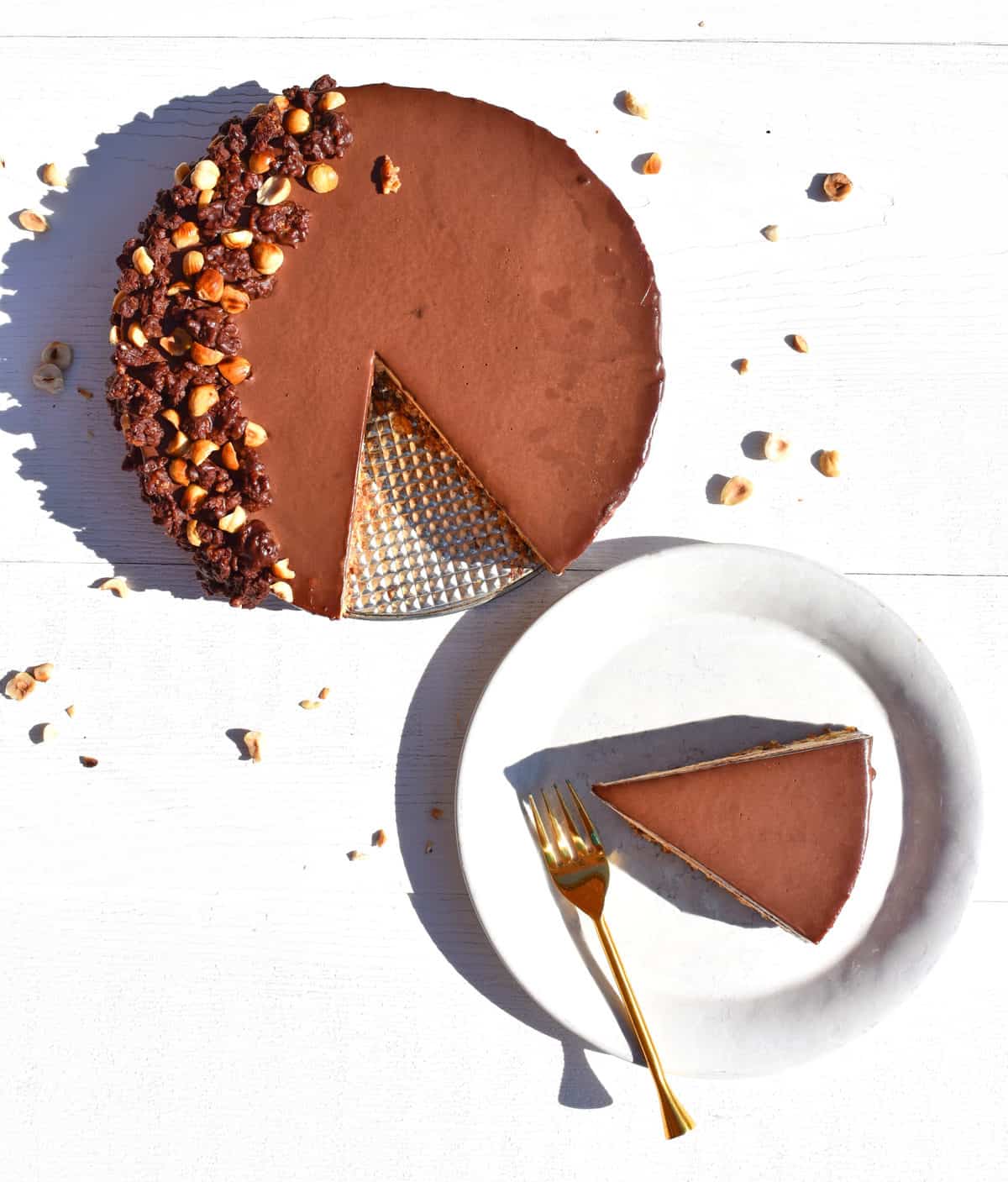 overhead shot of a chocolate mousse cake