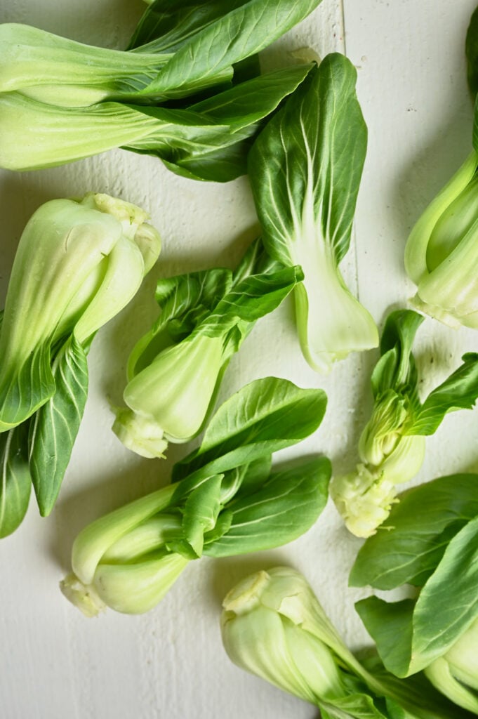 scattered baby bok choy