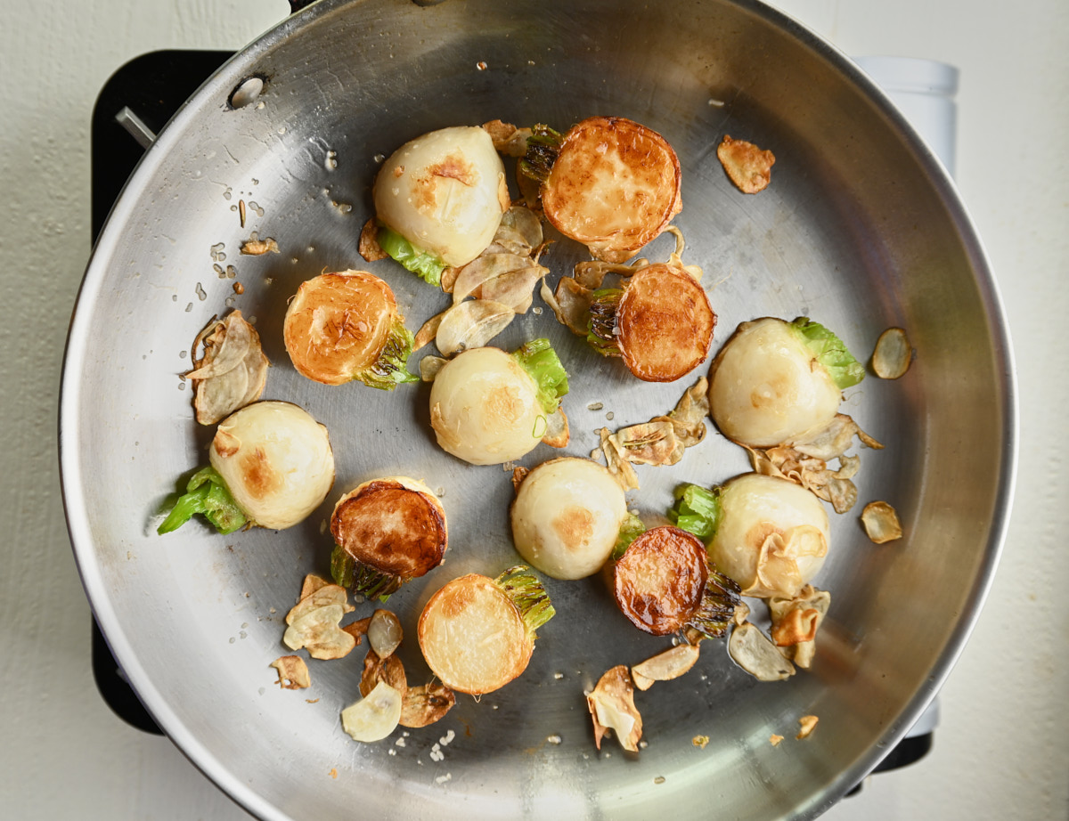 Sauteed turnips and garlic